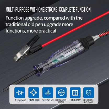 6V 12V 24V DC Car Truck Voltage Circuit Tester Digital Display Long Probe Pen Light Bulb Automobile Diagnostic Tools Auto Repair