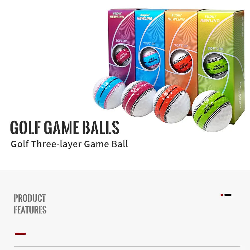 3pcs/box Supur NEWNING Golf Games Ball Super Long Distance Three Layer Ball for Professional Competition Game Ball Golfers Gift