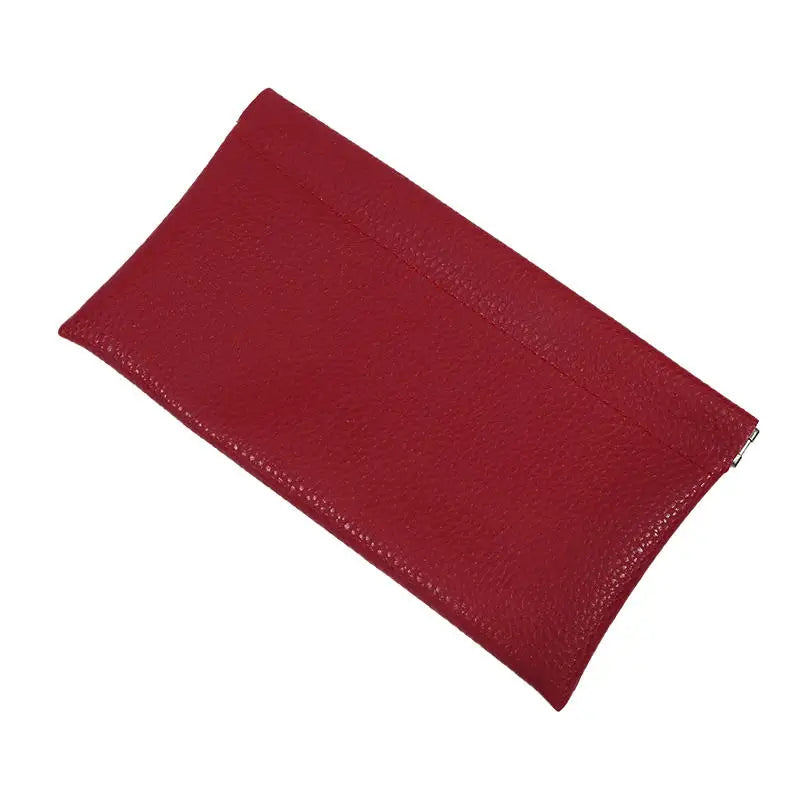 Self-Closing Artificial Leather Long Wallet Passport Driver's License ID Holder Headphone Data Cable Storage Cash Pouch