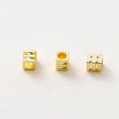 20pcs/lot 14K 18K Gold Square Loose SpacerBrass Beads Necklace Bracelet Beading Seeds For DIY Earing Charms Making Findinds