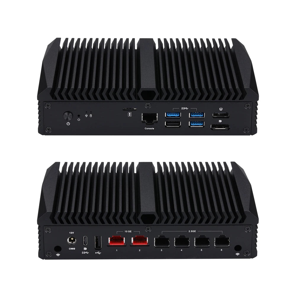 Qotom Mini PC Intel N100/ N305/ N355, 2x 10G Marvell AQC113 & 4x Intel I226V 2.5G LAN, DDR5 Router Appliance for OpenWrt/ Linux