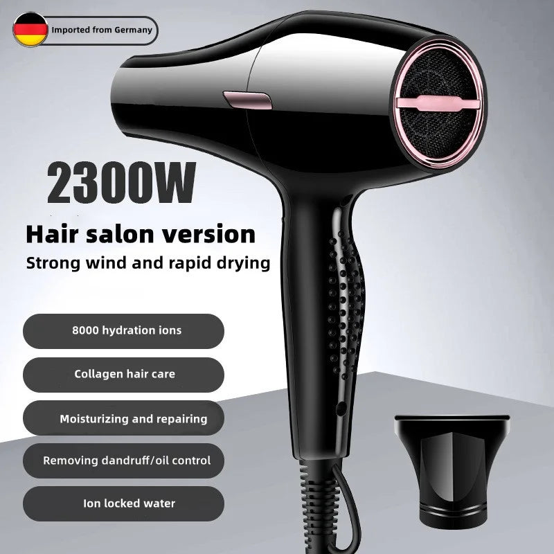 2300W Hair Salon Hair Dryer High Power Strong Wind Speed Dry Blue Light Ion Silent Home Hairdresser Special New Product