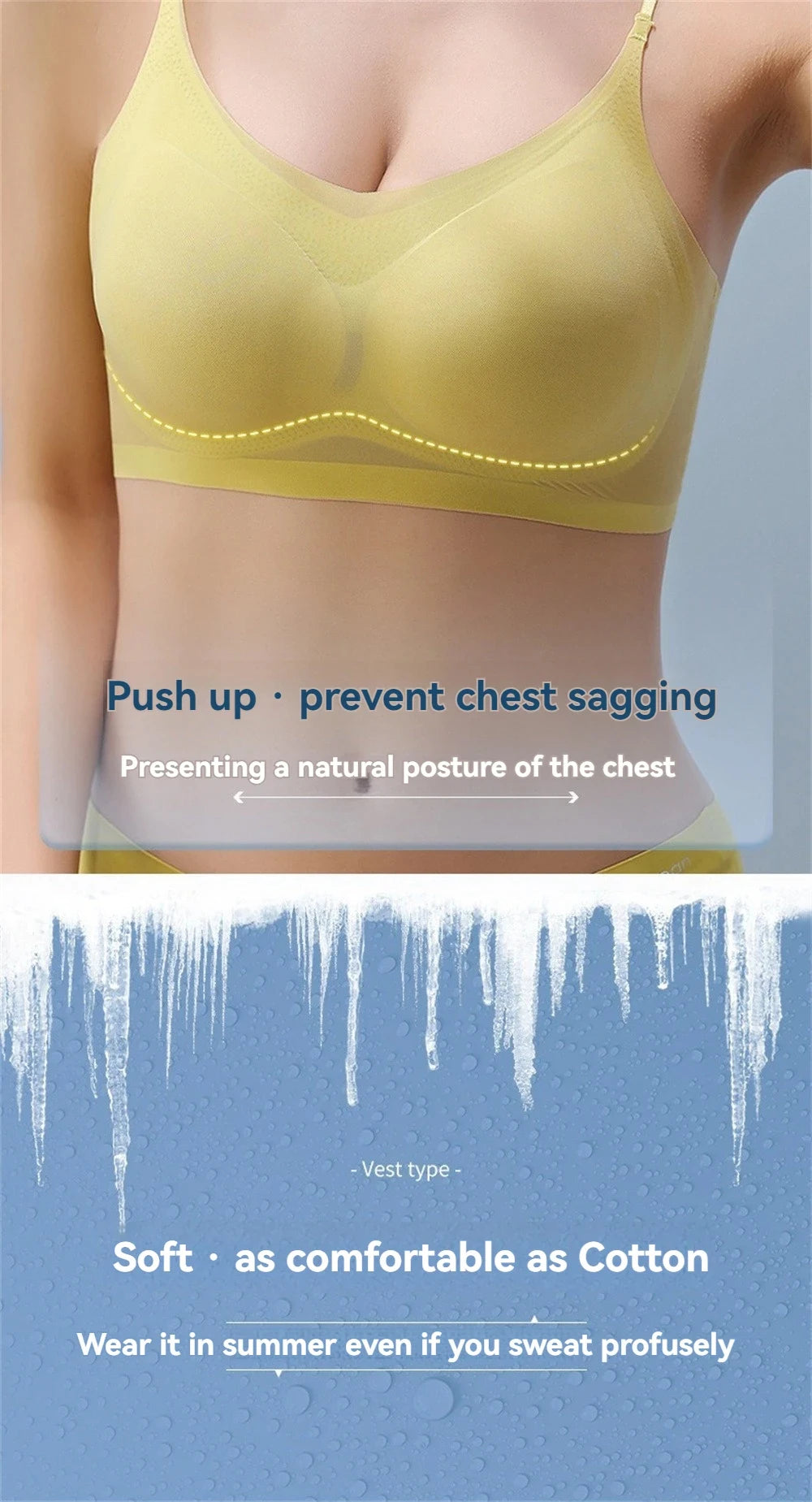 Ultra-Thin Breathable Ice Silk Top Bra Women's Bustier Underwear Seamless Back Halter Vest Wrap Bra Small Chest Together