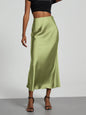 21 Colors New 2026 Women's Elegant High Waist Satin Long Skirts Female Summer Solid Color Faldas