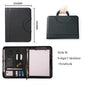 PU leather A4 zipper calculator binder conference file pad folder briefcase tablet portable circular handle file bag