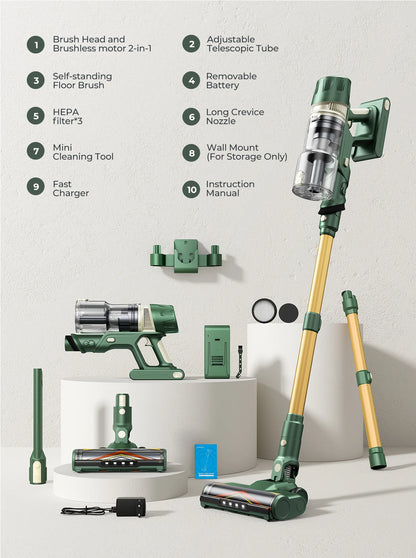 Laresar V12 Fast Charge 600W 65000PA Powerful Cordless Vacuum Cleaner 2H Fast Charging Removable Battery & Smart Display Vacuum