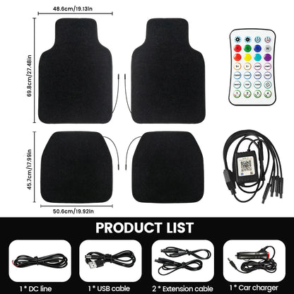 De Warehouse 3-in-1 Rgb Star Led Car Foot Pad Mat with Music Sync App Control, Auto Star Foot Mat Rgb Lighting Music Module Universal for All Cars, Fast Delivery Europe