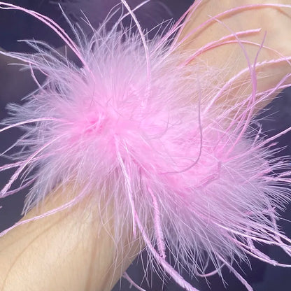 Real Ostrich feather cuff plumes bracelet for women white Cuffs pens Shirt with feathers girls fur cuffs ornament boa plume