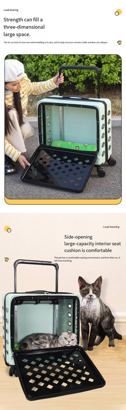 2026 Pet Trolley Luggage Portable Pet Outing Bag Transparent Space Cabin Pet Cart Handheld Cat Bag