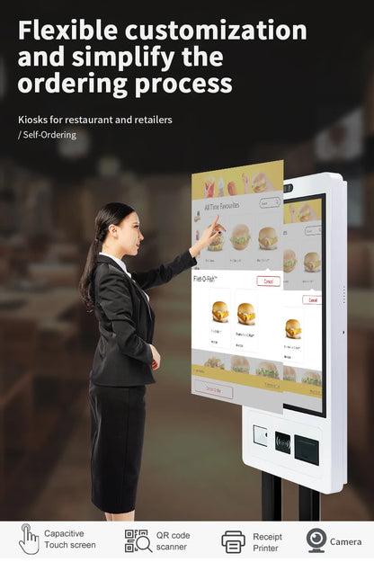 TouchWo 15.6 21.5 23.8 Inch Wall Mount Touch Screen AIO Computer Touchscreen Self Service Checkout Ordering Ticket Payment Kiosk