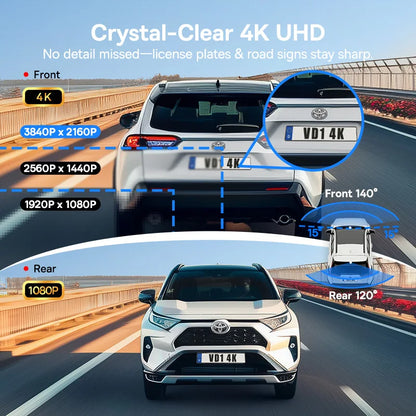 Baseus 4K Dash Cam VD1 Pro Front and Rear UHD Car Camera for SONY Sensor Supercapatior Night Vision WiFi6 DVR Video Recorder