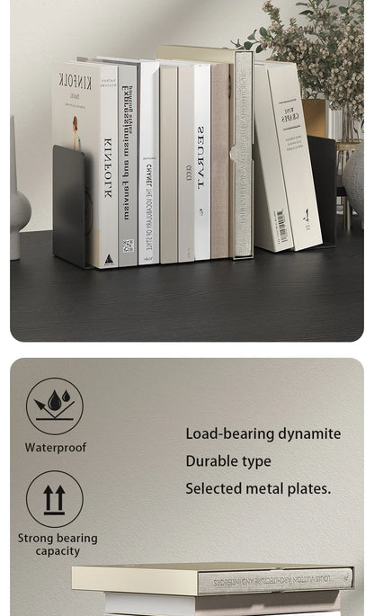 Bookends 6 Pair, White Metal Book Ends, Bookends for Shelves, Book Stopper for Heavy Books, Book Dividers for Home Office