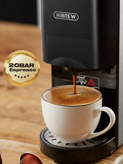 HiBREW Coffee Machine 4in1 Multiple Capsule Espresso Dolce Milk Nes ESE Pod Powder Coffee Maker Stainless Metal H3D