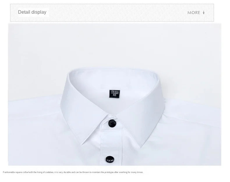 Men's long-sleeved shirt made of elastic fabric, wash-and-wear wrinkle-resistant business casual, silky smooth, pure color shirt