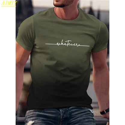 Fashion Summer 3D Stripe Letter Print Men's T Shirt Hip Hop Trend Harajuku Streetwear Casual O-neck Oversized T-shirts Men Tops