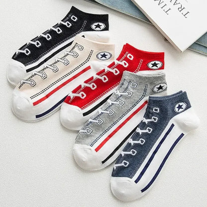 5 Pairs of Socks for Summer, Thin, Breathable, Invisible, Odor Resistant, Sweat Absorbing Boat Sports Socks