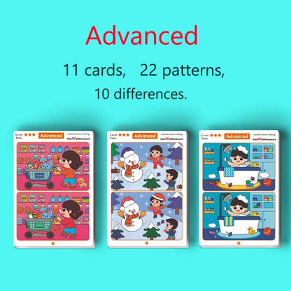 Children's Educational Games, Focus and Observation Training, Spot the Difference, from Hyperactivity to Concentration, Educational Game Cards, Can Be Wiped Off and Reused, Suitable for Holiday Gifts