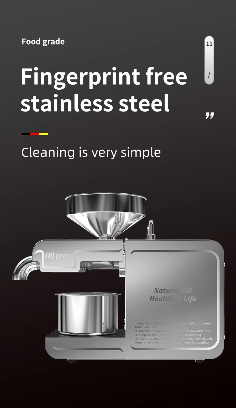 DIVEDEER New T1 Temperature Control Stainless Steel Hot and Cold Household Intelligent Small and Medium-sized Oil Press Machine