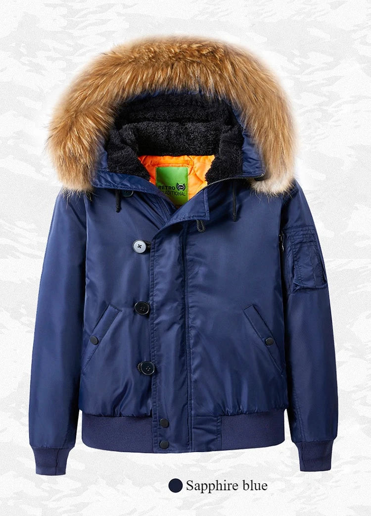 Pilot Men's jackets Thicken Winter Jacket Padding Man Down Jacket Coat Parkas Outdoor Fur Hooded Cotton Padded Jacket HXY0257