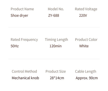 Electric Shoe Dryer Boot Warmer Shoe UV Foot Boot Dryer Eliminate Odor Fast Drying Boot Deodorizer Multifunction Socks Dryer