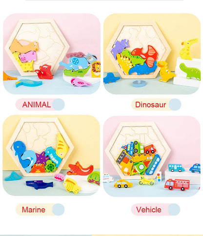 Baby toy Wooden jigsaw Puzzle Creative 3D Puzzle for Children's Intelligence Development Ealy Educational toy for Children
