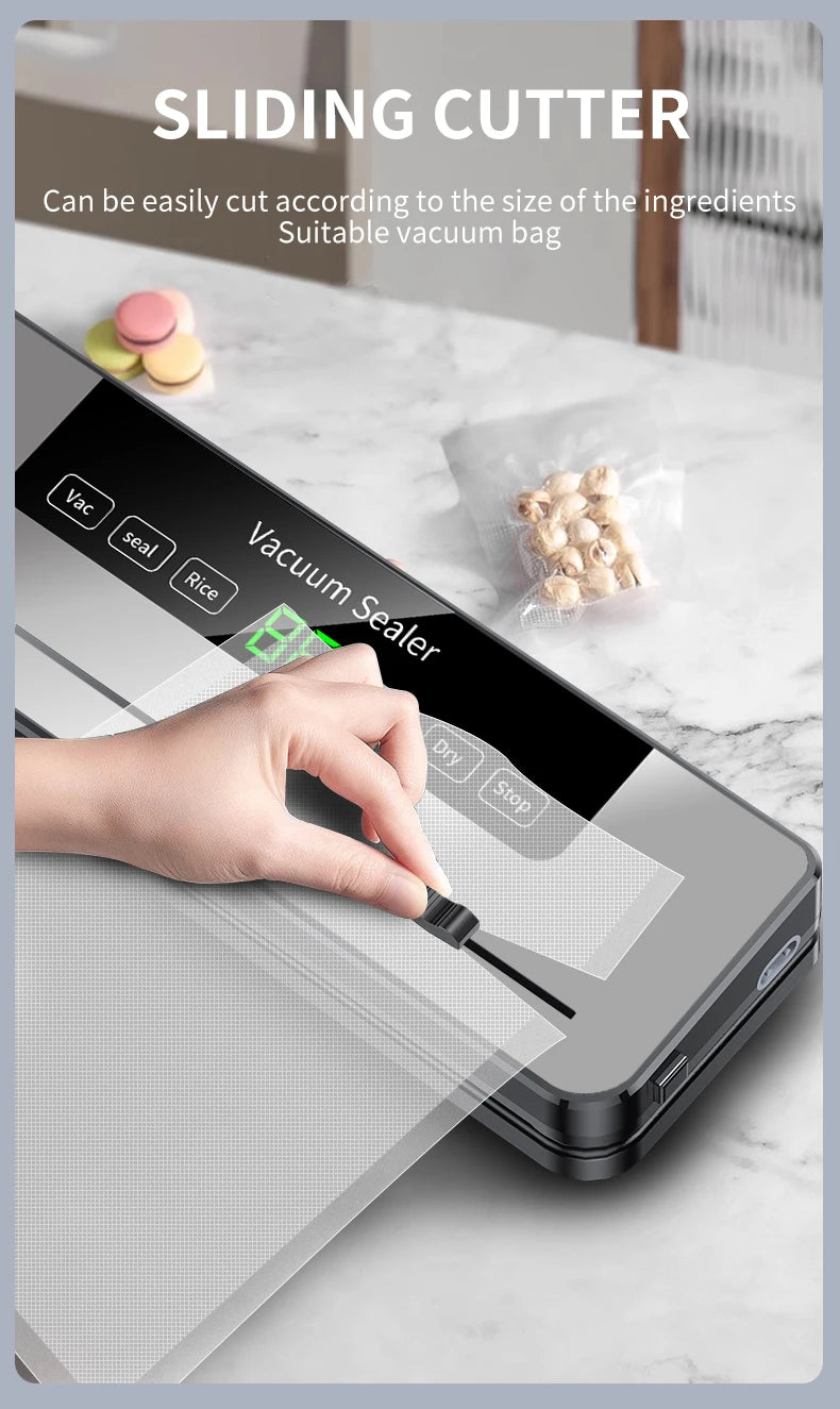 Electric Vacuum Sealer Machine Dry/Wet Food Packaging Vacuum Sealing Bags Food Storage Vacuum Packaging Machine for Kitchen