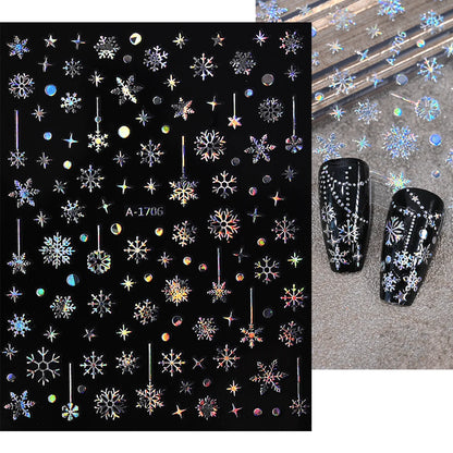 Winter Christmas Atmosphere Nail Stickers Snowman Snowflake Wapiti Self-adhesive High Quality Cute Nail Stickers Nail Art Deco