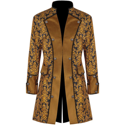 Men Steampunk Coat Tuxedo Medieval Costume Jacket Halloween Retro Renaissance Victorian Party Male Stand Collar Fashion Tailcoat
