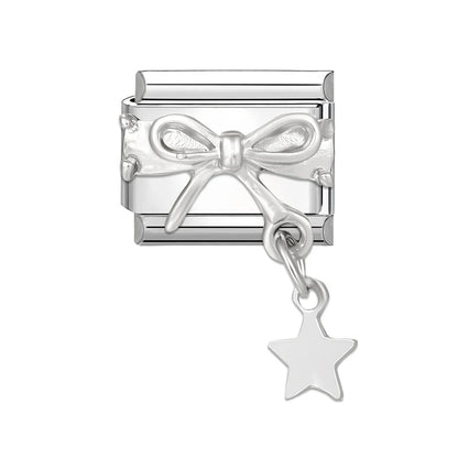 Shiny Zircon Stars Heart Bow Knot Butterfly Italian Charm Links Fit 9mm Stainless Steel Bracelet Women Jewelry DIY Making Gifts
