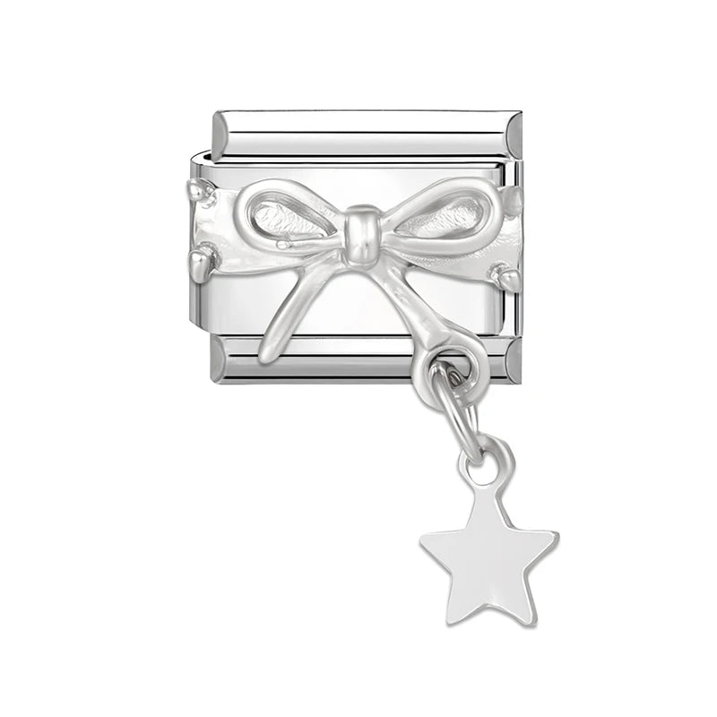 Y2K Series Heart Flowers Cherry Ball Butterfly Italian Charm Links Fit 9mm Stainless Steel Bracelet DIY Making Jewelry Gifts