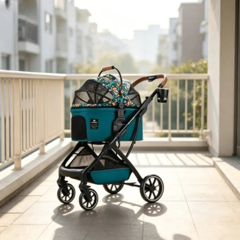 2026 New Dog Stroller Lightweight Foldable Separable Pet Cart, 21.5cm Large Wheel Safe Box for Cat Dog Outdoor Travel 강아지 유모차