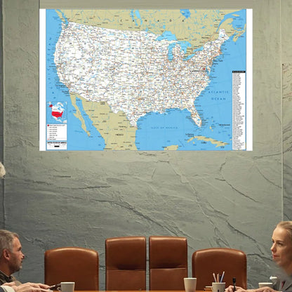 English Map USA Map Road Map Canvas Painting Living Room Home Decoration Children School Supplies