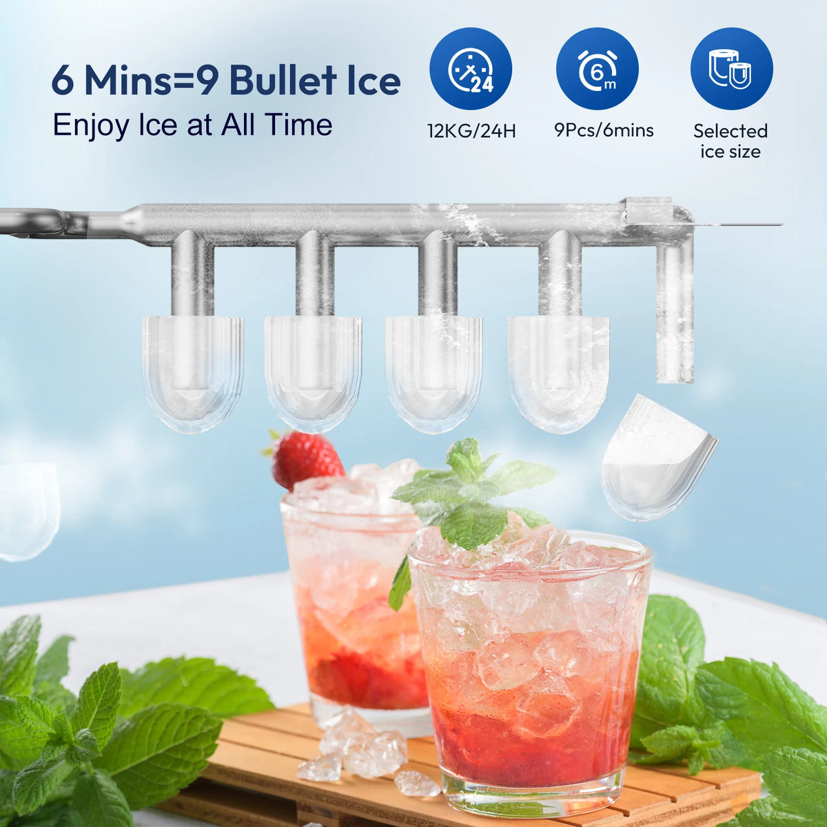 LOEFME Portable Ice Maker 1.4L 12kg/24H Fast Ice Cube Machine Self Cleaning Countertop Ice Maker for Home Kitchen Office Camping RV Party Bar Automatic Ice Making Machine Low Noise Energy Saving Easy Operation Large Capacity