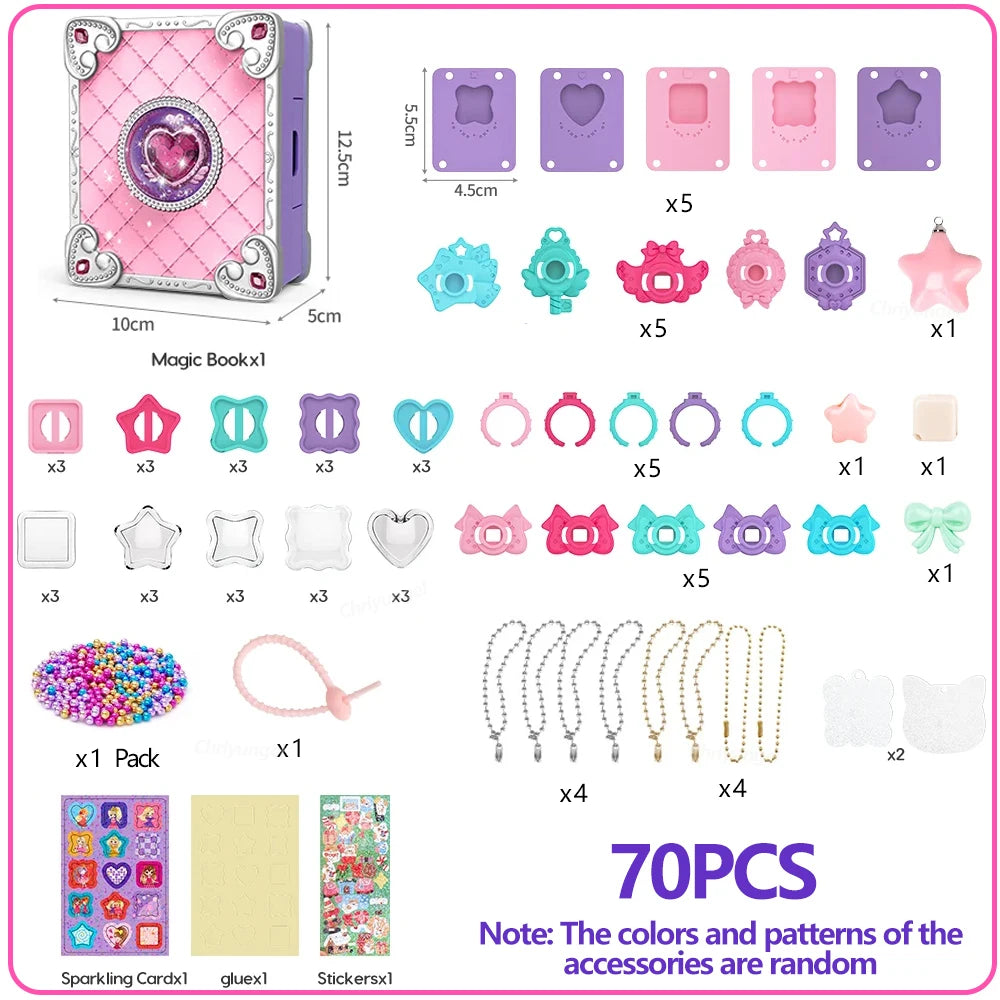 Chriyungel DIY Jewelry Making Kit for Girls 3D Magic Bracelets Rings Keychains Creative Craft Box Set Xmas Birthday Gift for Kid