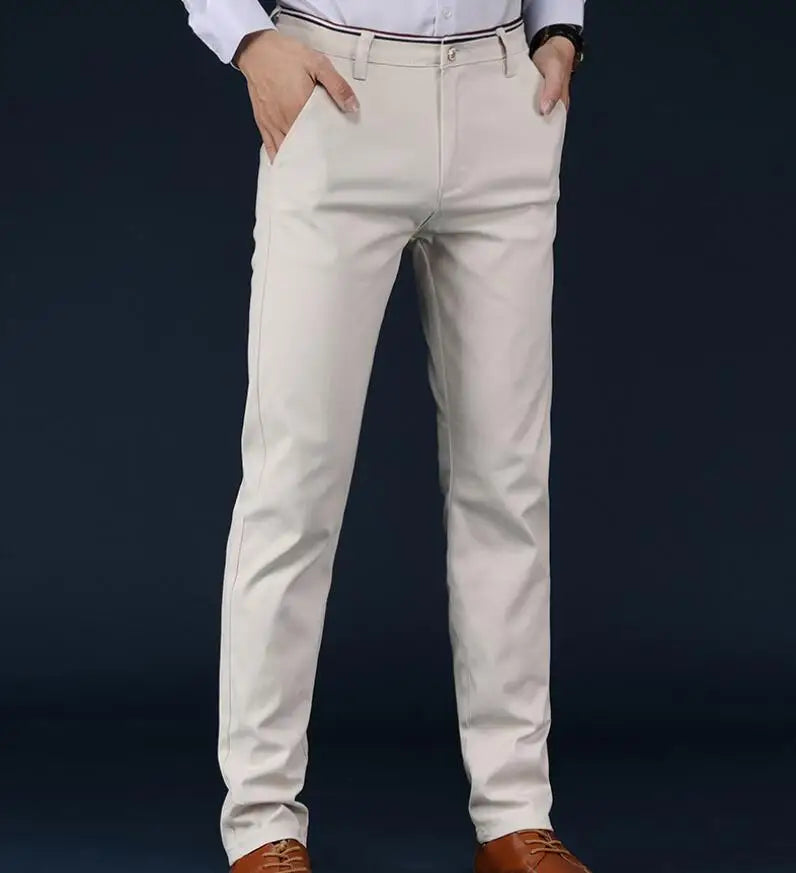 2026 Black Pants Men Plaid Trousers, Spring / Autumn New Fashion Slim Pants Men Gray Stripe Slacks 28-38 Pantalones Hombre