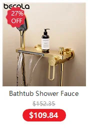BECOLA Wall Mounted Faucet Spout Square and Round Brass Chrome/Black Spouts Waterfall Shower Faucet Accessories
