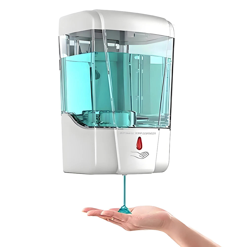 Automatic Touchless Soap Dispenser 700ml, Wall-Mounted Large Capacity Battery-Operated Sensor Hand Washer for Bathroom Kitchen
