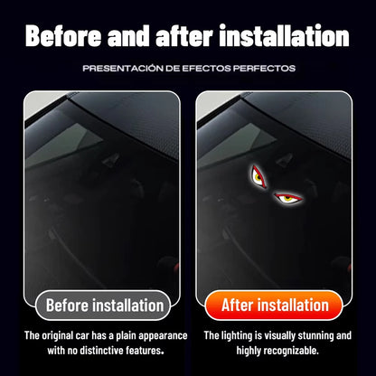 Solar Demon's Eye Car Lights Dynamic Expression Led Light Ambience Lamp Decoration Rechargeable Warning Lamps with Suction Cups