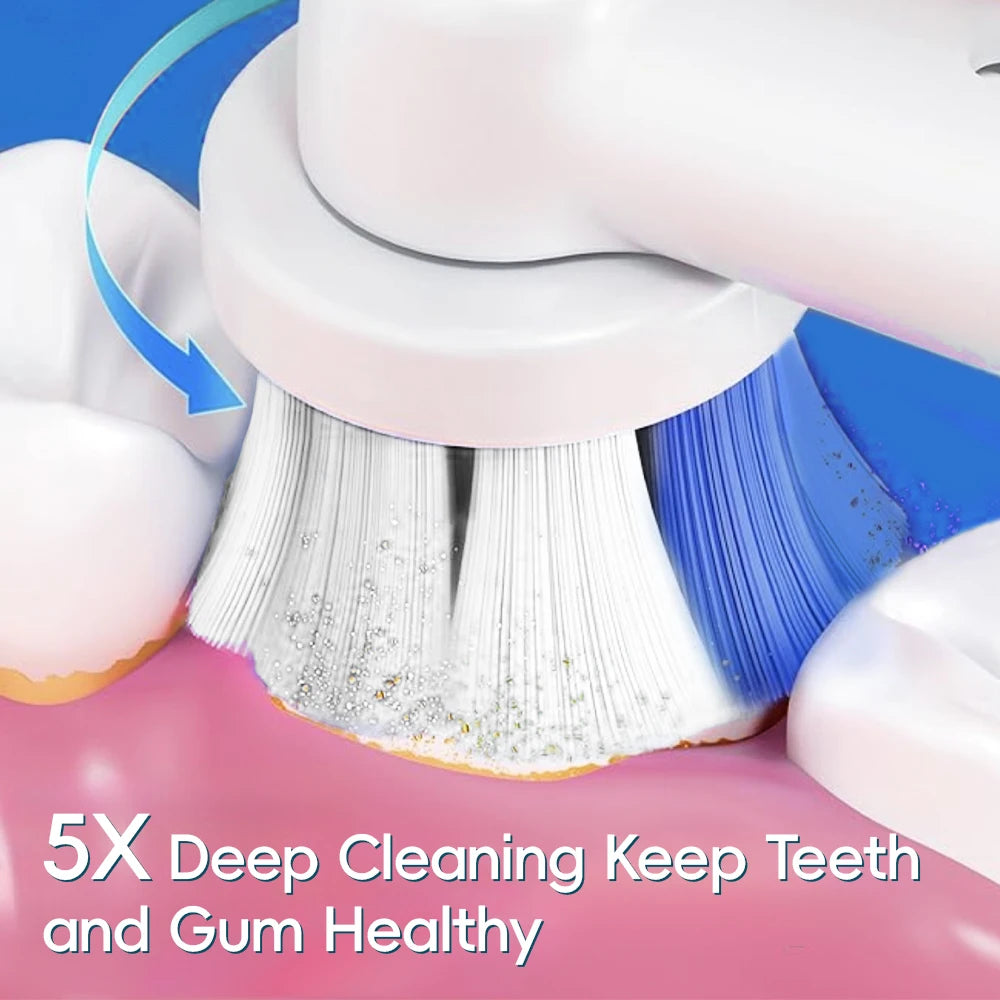 Smart Wireless Charging Rotating Electric Toothbrush, 3 Modes Rechargeable Rotation Toothbrush Compatible with Oral B Brush Head