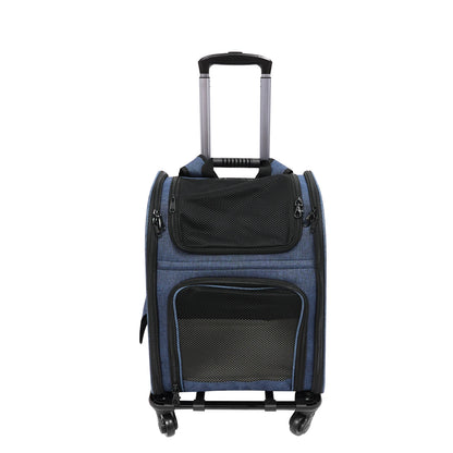 Pet Transport Box with Wheels, Pet Trolley Backpack, Pet Bag Trolley Case for Cats Small Dogs Up to 33lbs