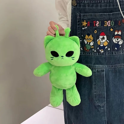 Cute Alien Cat Plush Toy Green Kitten Soft Plushie Dolls Kawaii Anime Stuffed Animal Pillow Home Decor Couple Gifts for Friends
