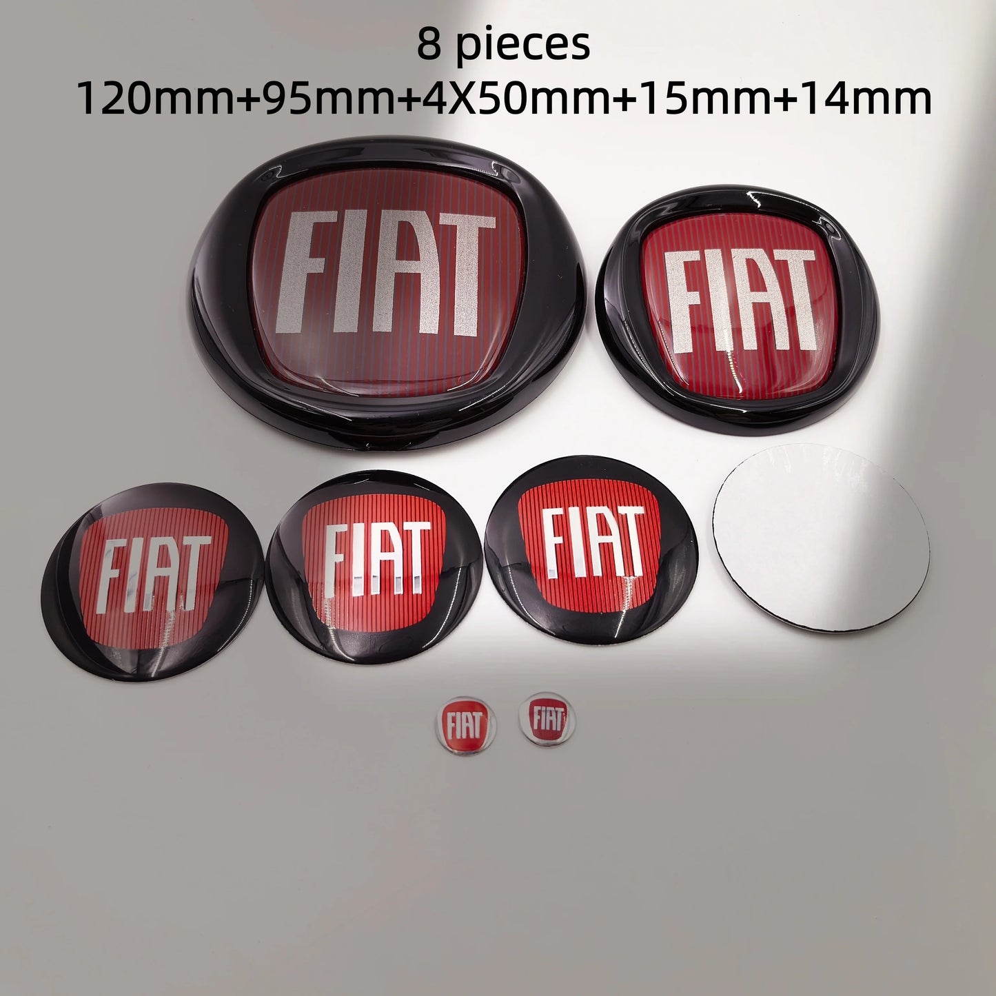 8pcs Fiat 500 Car Front Hood Emblem Rear Trunk Badge 95mm 120mm 12cm Wheel Center Logo Hub Cap 50mm 56mm 60mm 5cm 6cm