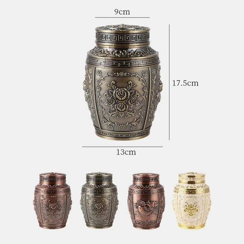 Pet Memorial Keepsake Container for Ashes Tea Canister Coffin Box for Human Ashes Metal Cremation Animal Urn Funeral Home Decor