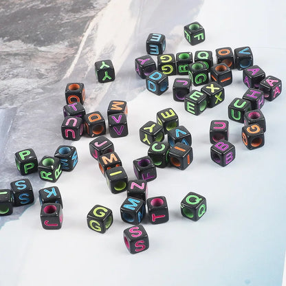 Hot! 100Pcs/Lot 6mm Mixed Many Kinds Acrylic Cube Square Number&Alphabet Letter Beads for Bracelet Necklace Jewelry Making DIY