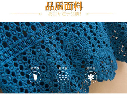 Women's Summer Short Jacket 2025 New Pullover Round Neck Knit Female Sweater Top Loose Fashion Hollowing Out Ladies Lace Tops