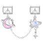 Tassel Chain Butterfly Flowers Star Moon Heart Zircon Italian Charm Links Fit 9mm Bracelet Stainless Steel DIY Jewelry Making