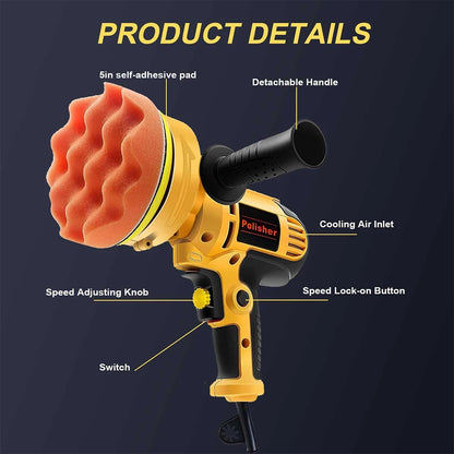 Podofo Car Polisher 0-3600 RPM 700W Electric Polishing Tool Variable Speed Car Polishing Machine for Car Waxing Sealant Coating