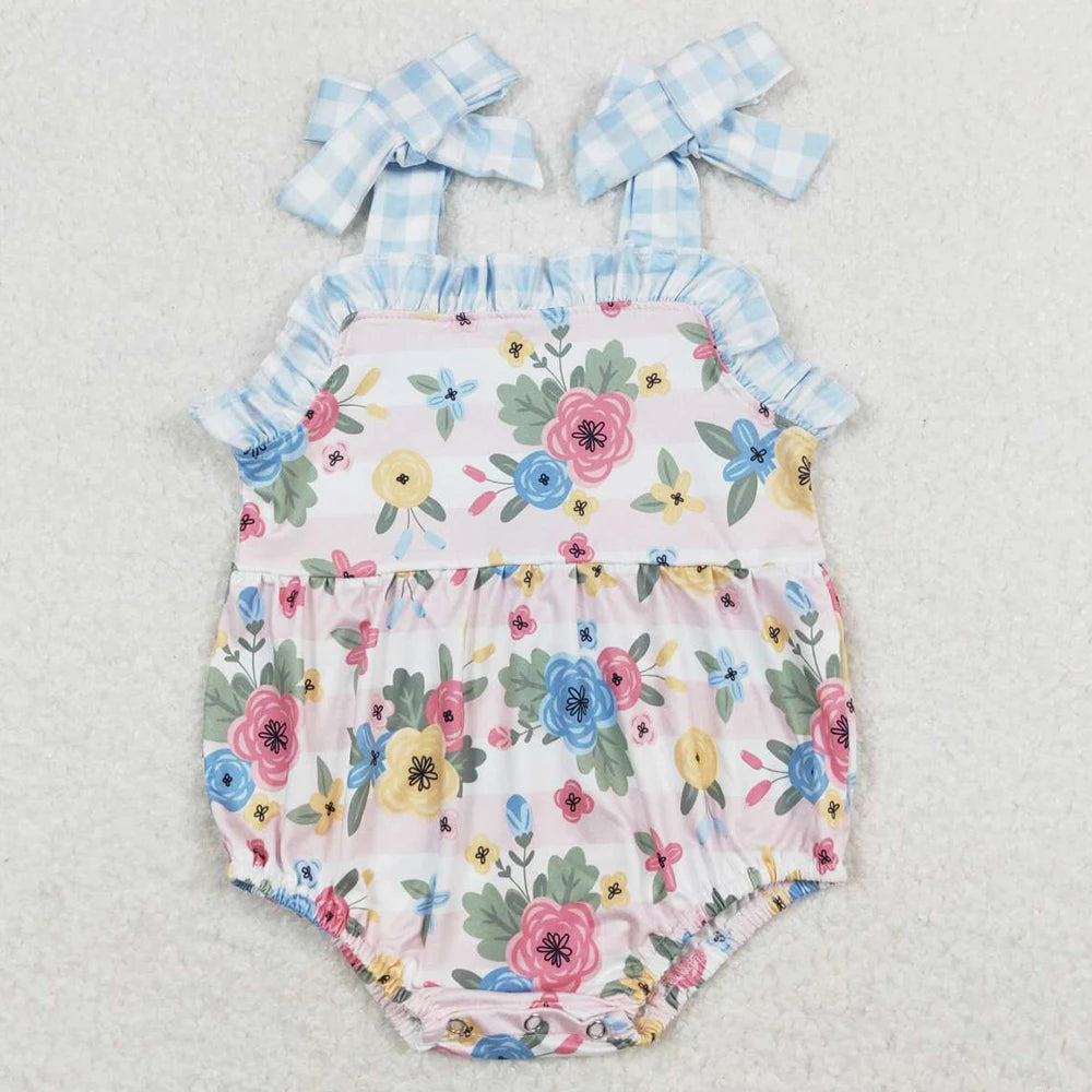 New Fashion Baby Infant Girls Rompers Bow Pink Flutter Sleeve Rompers Boutique Toddler Girls Bubble Rompers Onesie Wholesale Hot