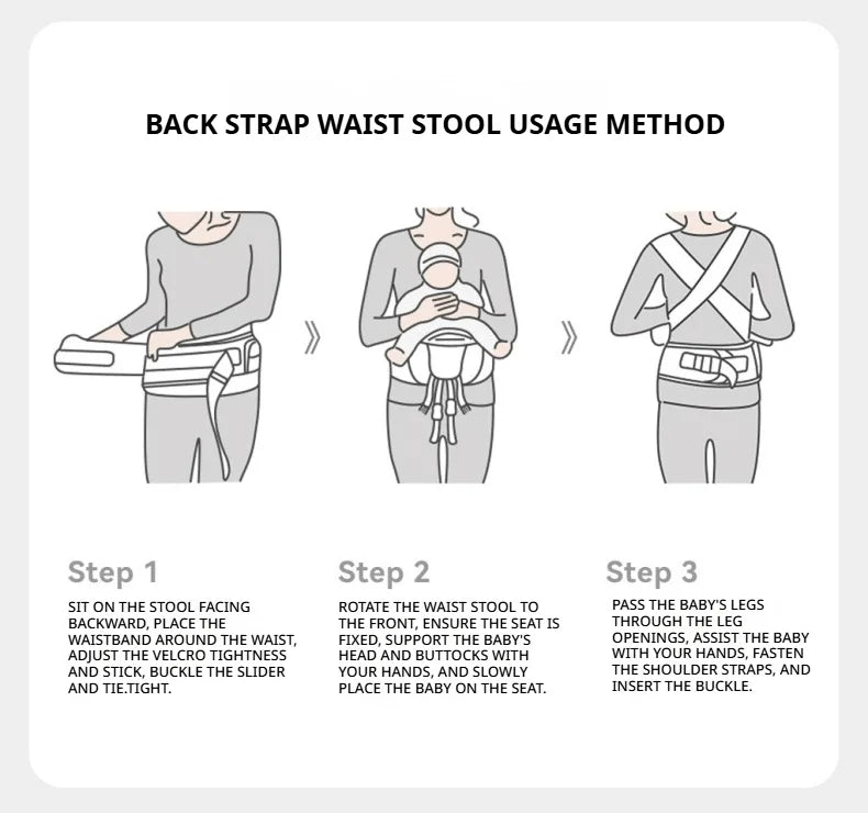 AIBEDILA Baby Carrier Waist Stool Ergonomic Kangaroo Baby Carrier with Knob Breathable Newborn Waist Stool 0-36M