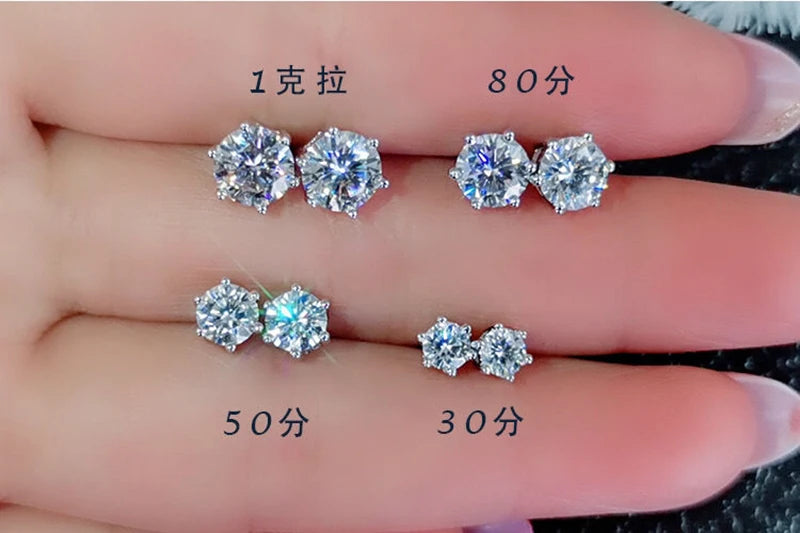 18K Plating Earrings S925 Sterling Silver D Color VVS1 Zircon Earring Stud for Women As Shinning As Diamond Wedding  Jewelry